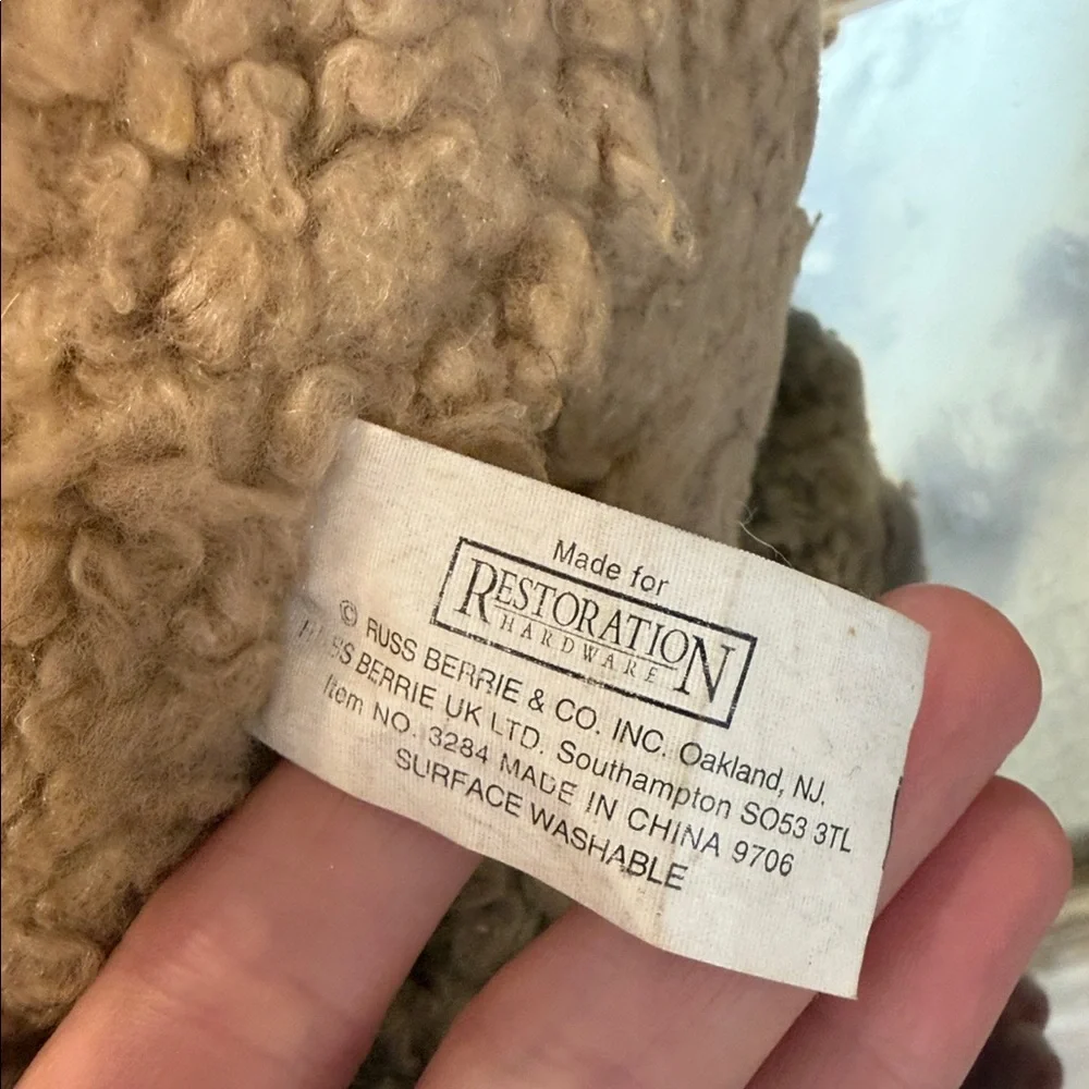 Restoration Hardware Curly Teddy Bear with Satin Bow